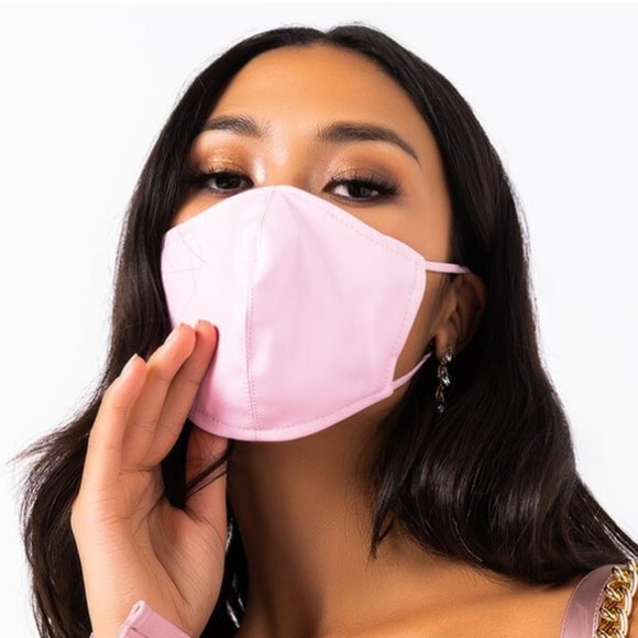 PINK LEATHER FACE MASK - Picture 1 of 1